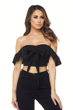 Load image into Gallery viewer, Front Tie Black Crop Top