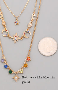Rainbow Stars and Moon Necklace