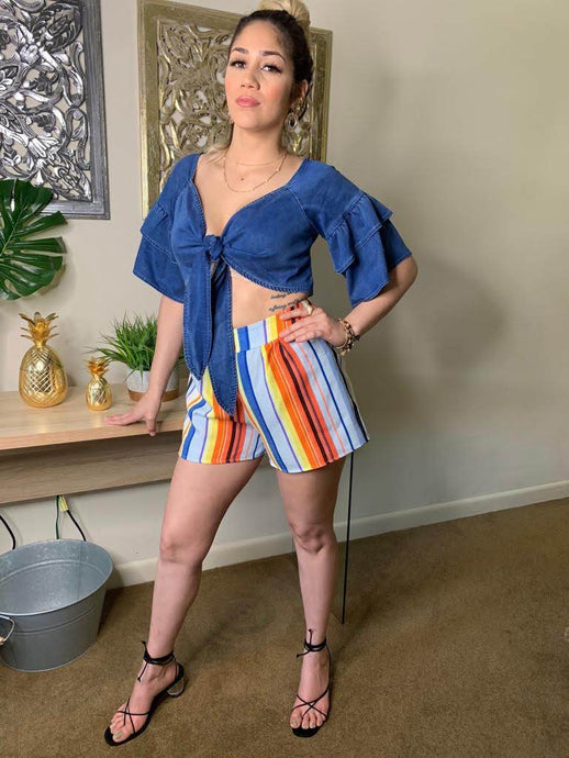 Blue Multi Stripe Shorts