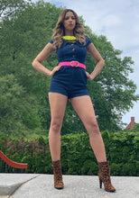 Load image into Gallery viewer, Coquette Denim Romper