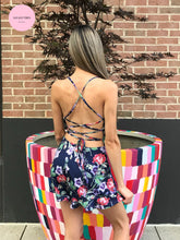 Load image into Gallery viewer, Flower Print Romper with Back Tie Detail