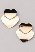 Cargar imagen en el visor de la galería, Dual Heart Gold Earrings