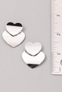 Dual Heart Gold Earrings