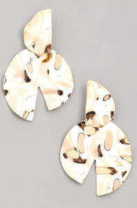 Hammered Disc Drop Gold Earrings