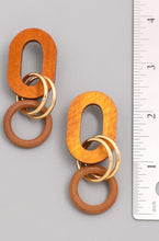 Cargar imagen en el visor de la galería, Wood Oval Circle Earrings