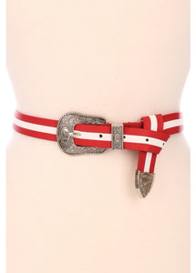 White Red Stripe Belt