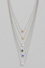 Cargar imagen en el visor de la galería, Layered Rainbow Stud Silver Pendant Necklace