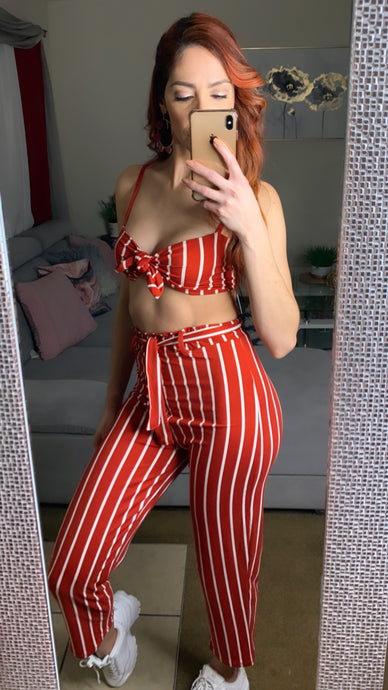 Red White Striped Set