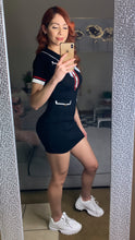 Load image into Gallery viewer, Mini Dress Featuring Collar and Ribbon Accent