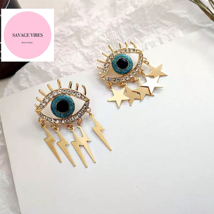 Evil Eye Lightning & Star Earrings