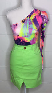 Bubble Neon One Shoulder Top