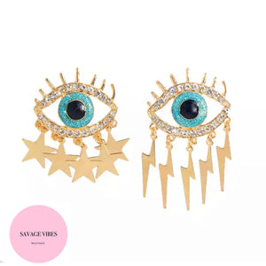 Evil Eye Lightning & Star Earrings