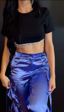 Cargar imagen en el visor de la galería, Black Rhinestones Fringe Crop Top