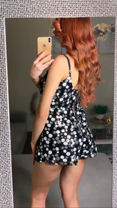 Black Sequin Dots Romper