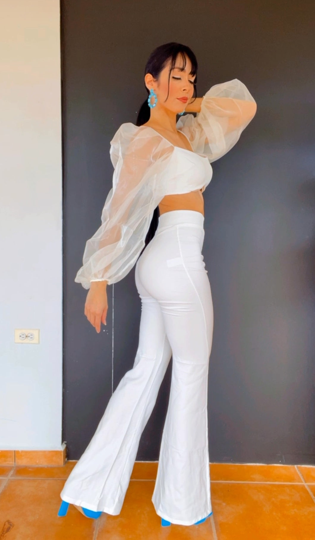 Organza Ivory Top & Pants Set