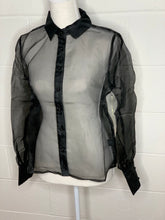 Load image into Gallery viewer, Black Organza Long Sleeve Shirt