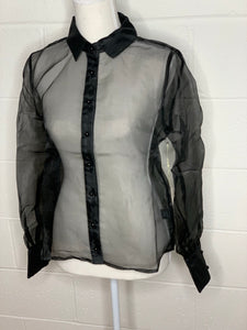 Black Organza Long Sleeve Shirt