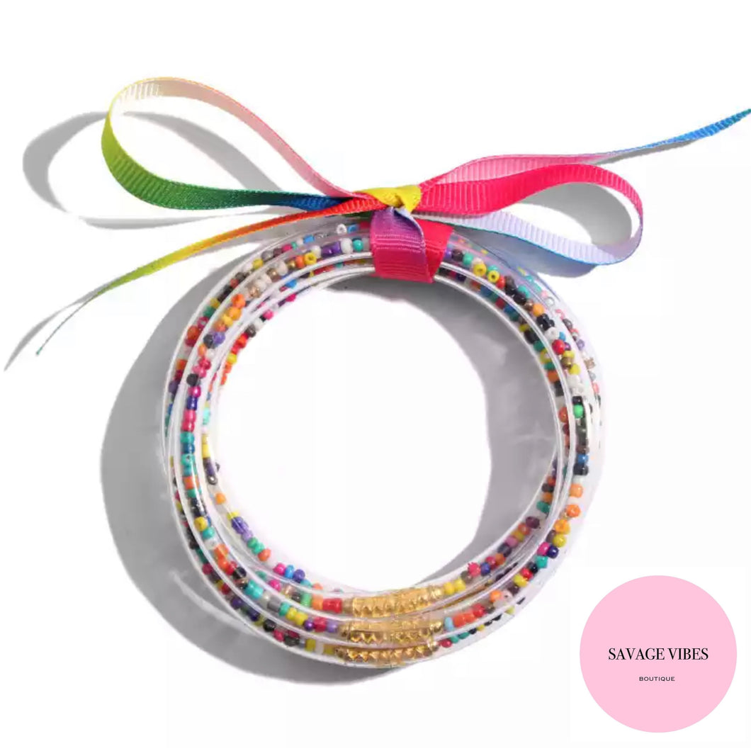 Multi color Jelly Bangle Bracelet Set