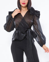 Cargar imagen en el visor de la galería, Organza Ruffle Shoulder Long Sleeve Top