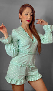 Mint Polka Dot Romper